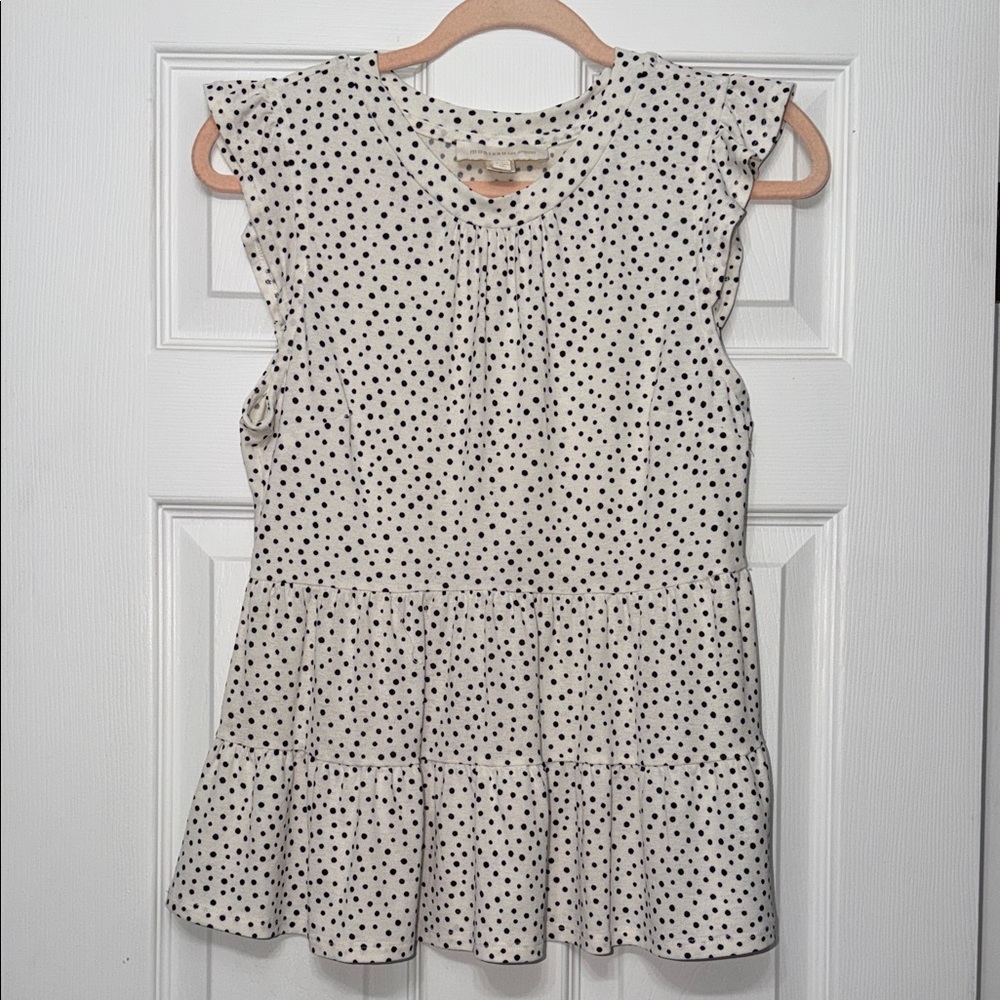 Monteau Cream and Black Polka Dot Top